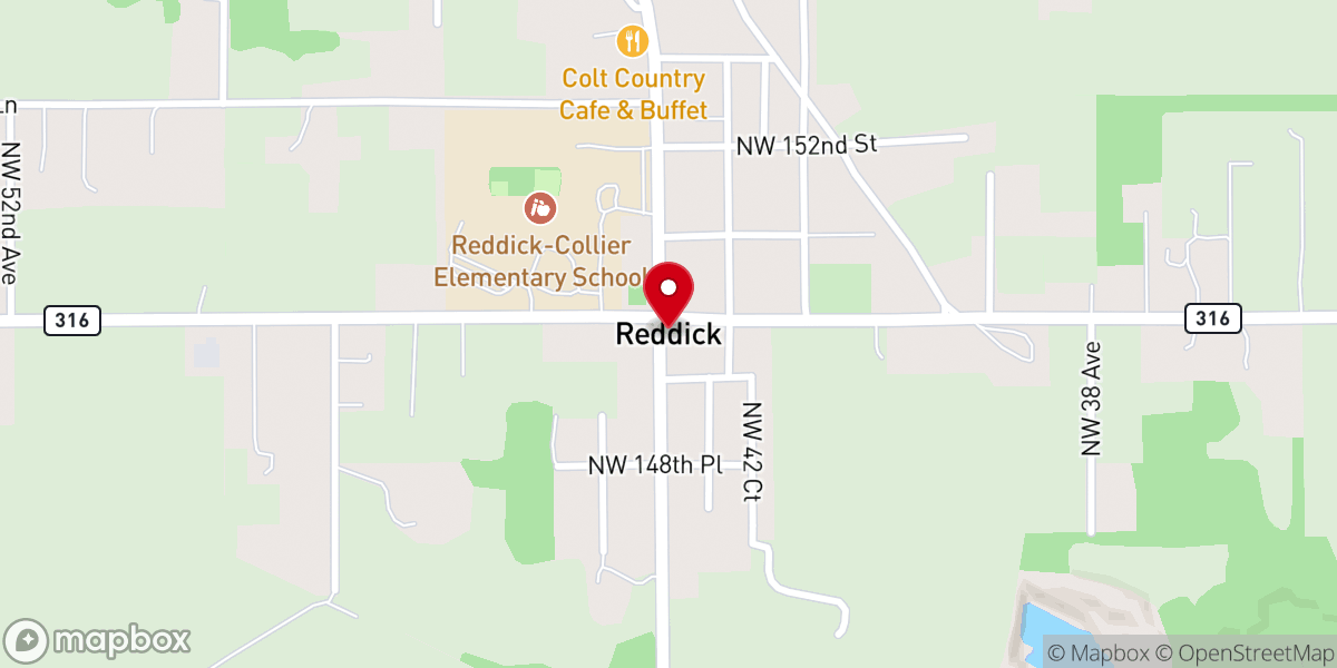 Map showing location of Reddick
