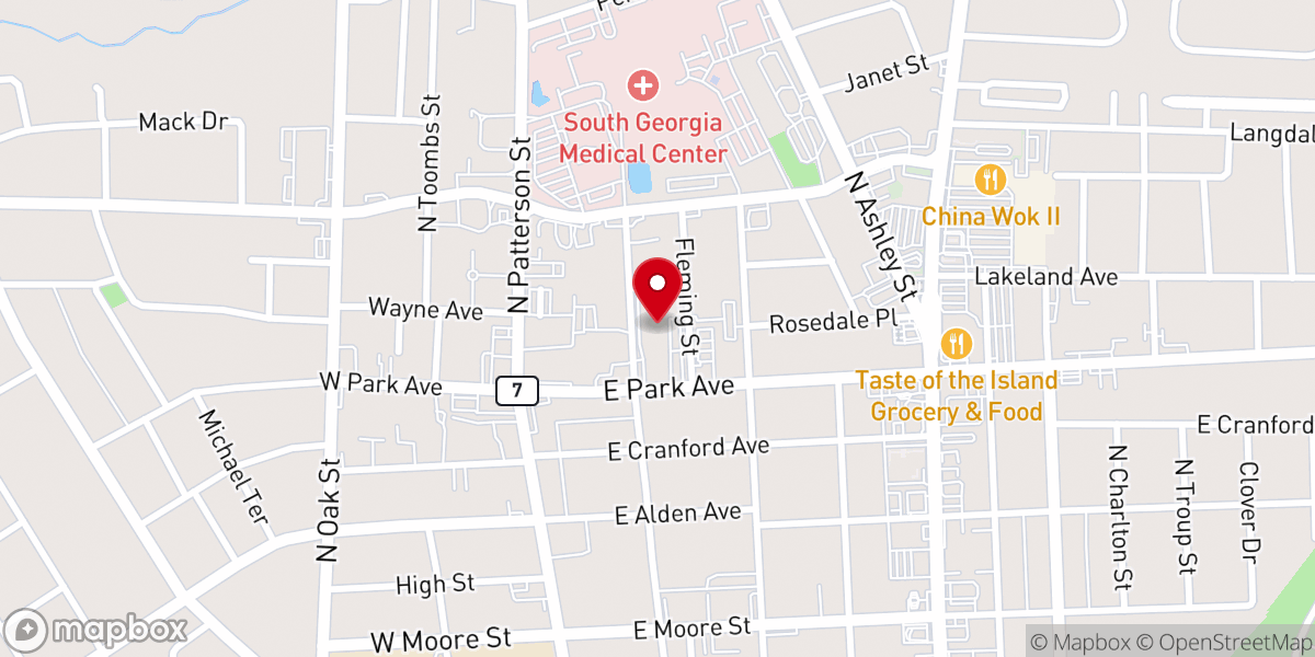 Map showing location of Northside Baptist Church