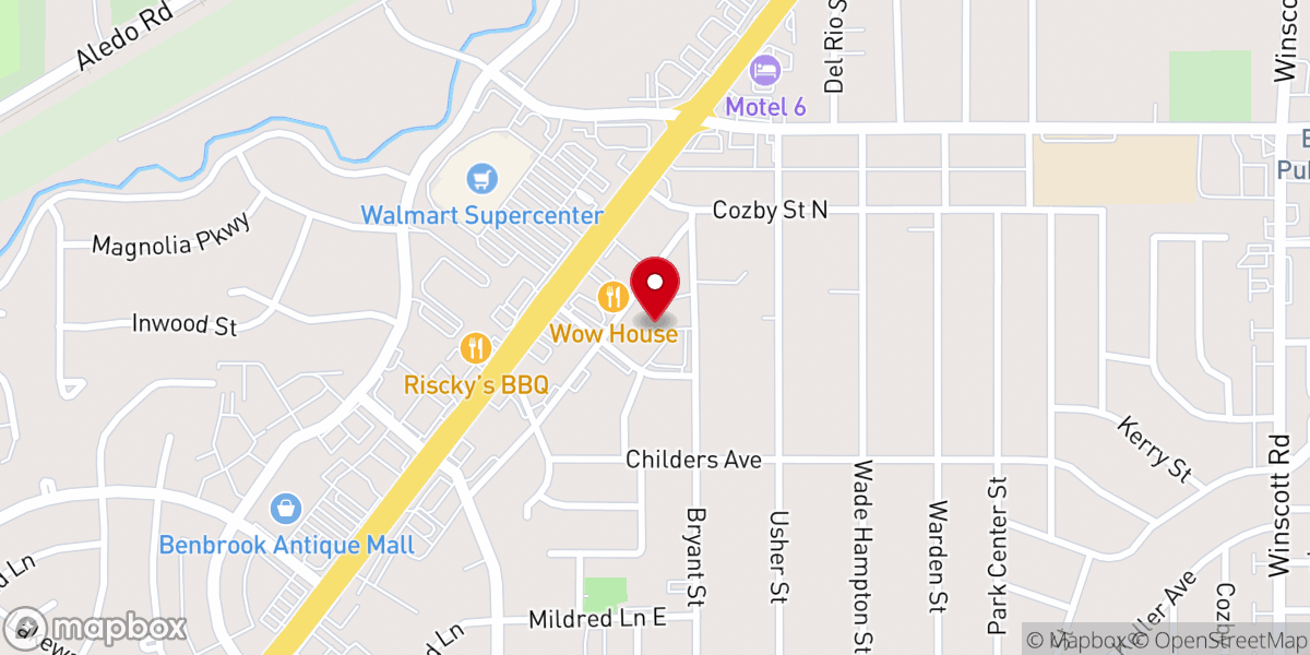 Map showing location of First Baptist Church-Benbrook