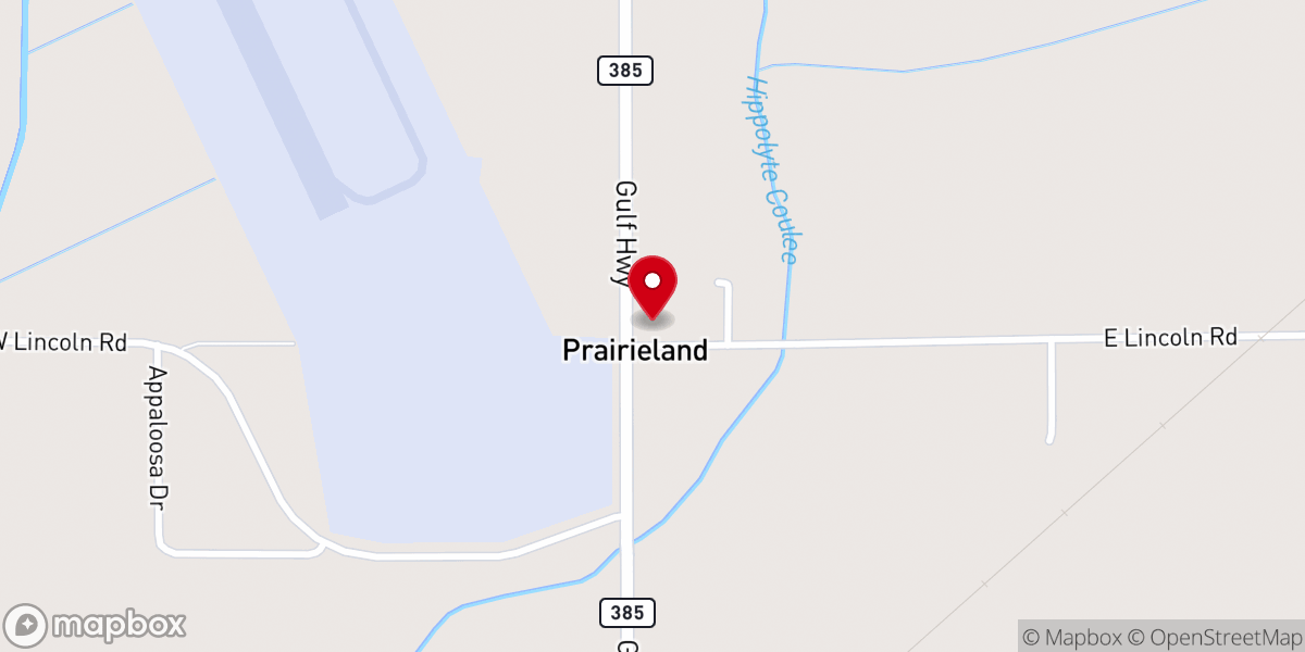 Map showing location of Prairieland Community Church