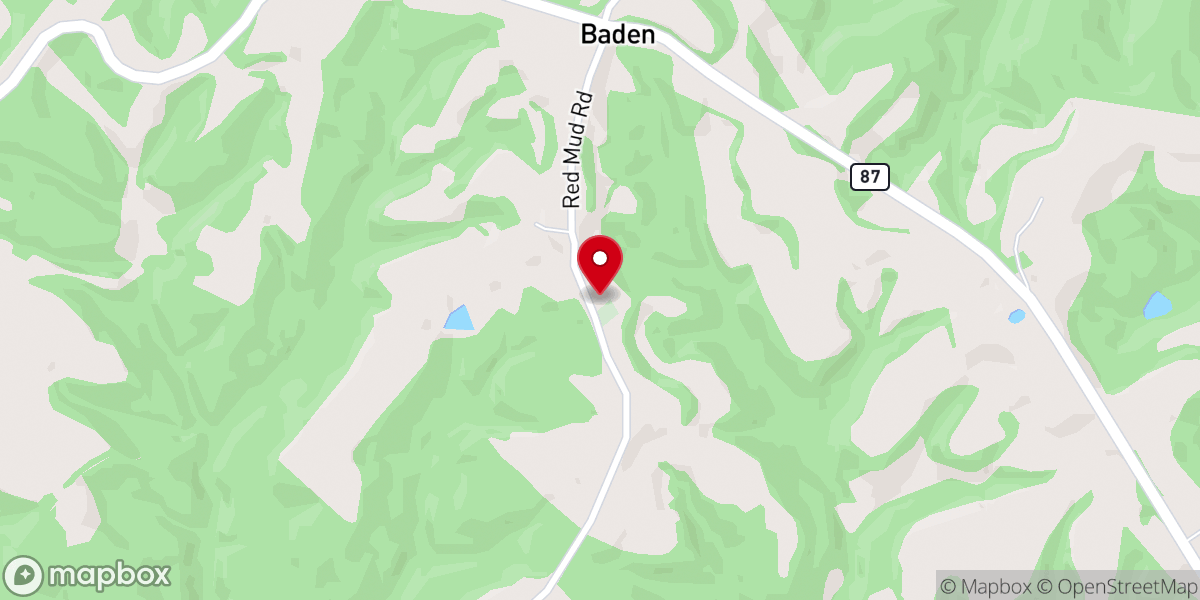 Map showing location of Baden Baptist Church
