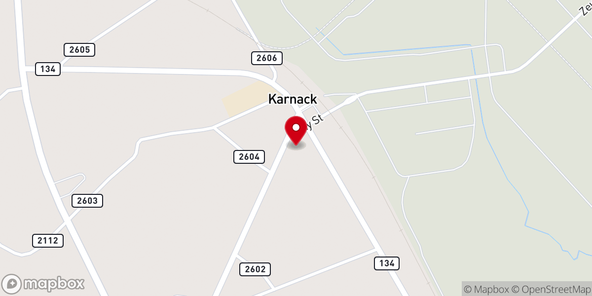 Map showing location of Karnack Baptist Church