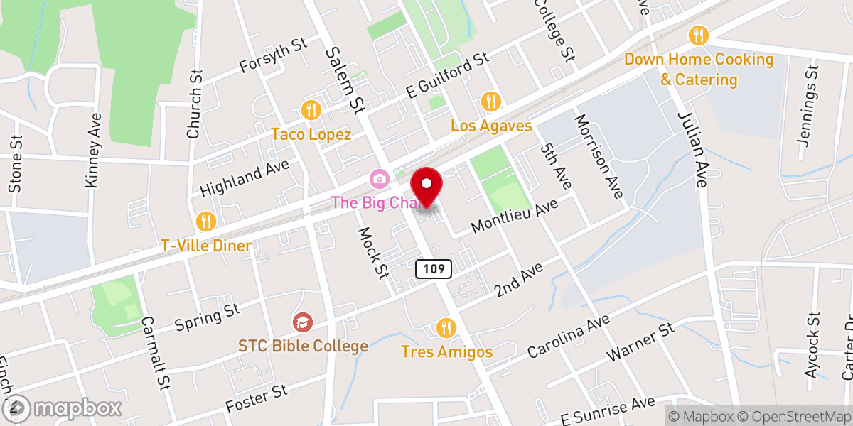 Map showing location of First Baptist Church