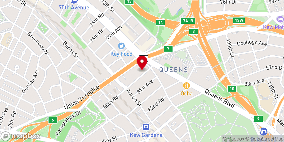 Map showing location of Kew Gardens Community Center
