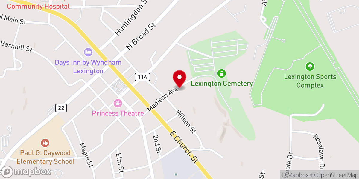 Map showing location of Madison Ave. Church of Christ