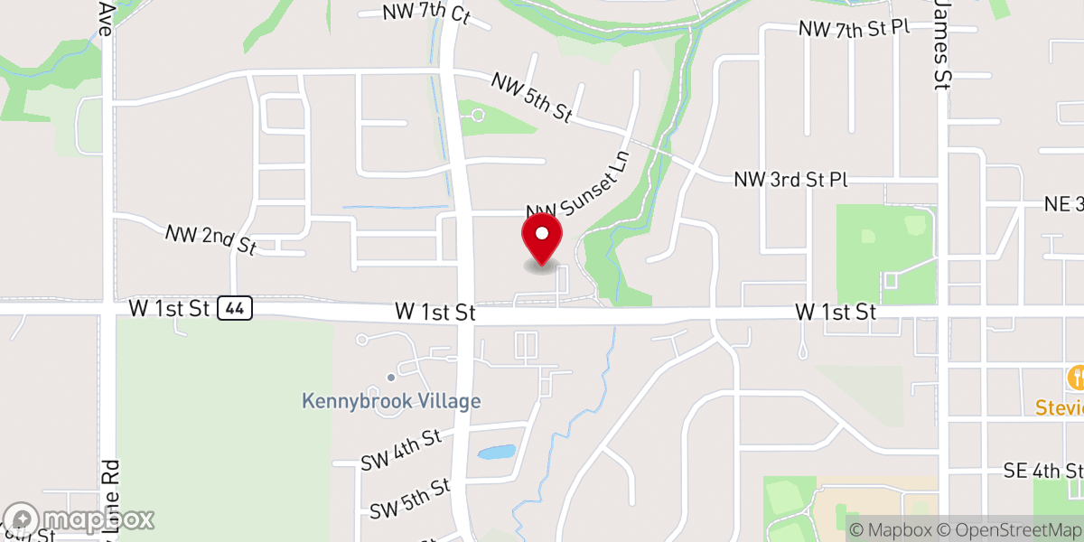 Map showing location of Prairie Creek Church