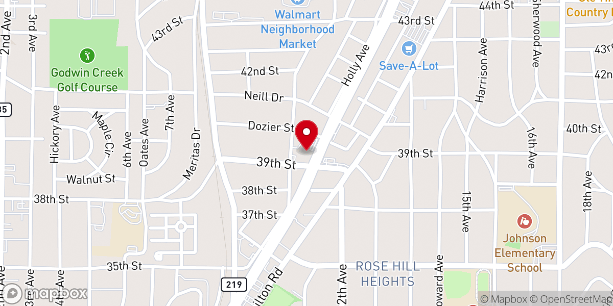 Map showing location of Glenn Anthony Baptist Church