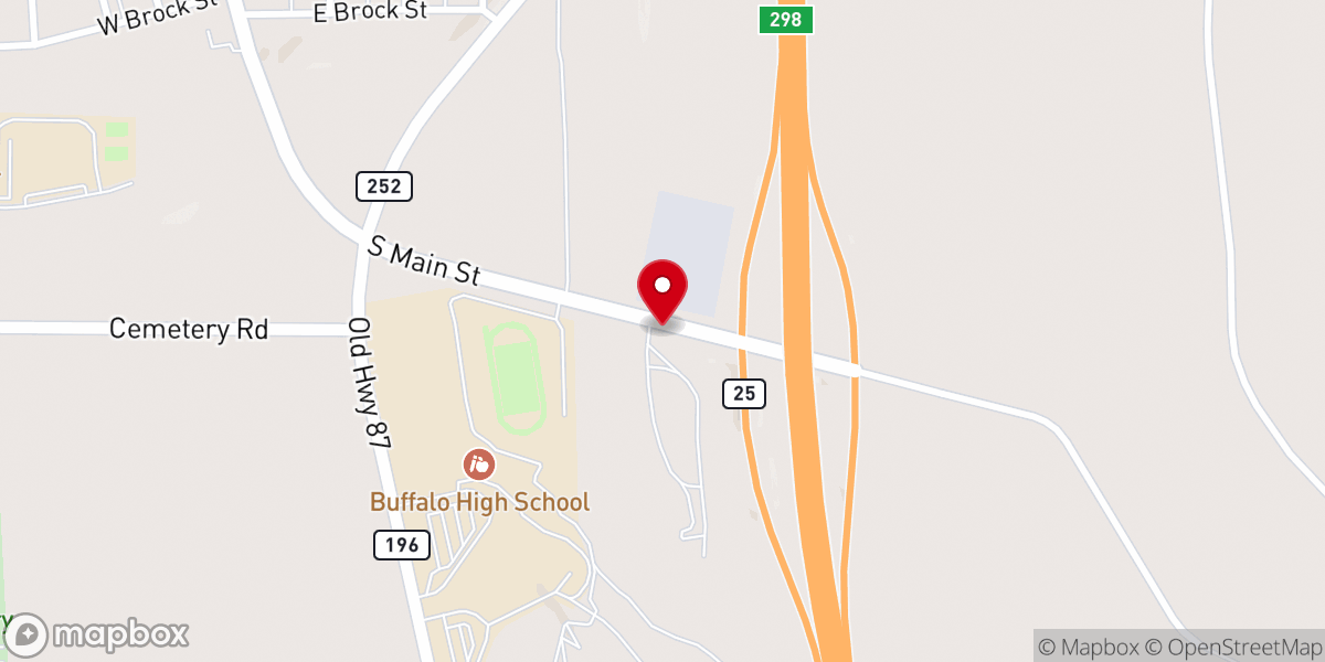 Map showing location of Buffalo Baptist Church