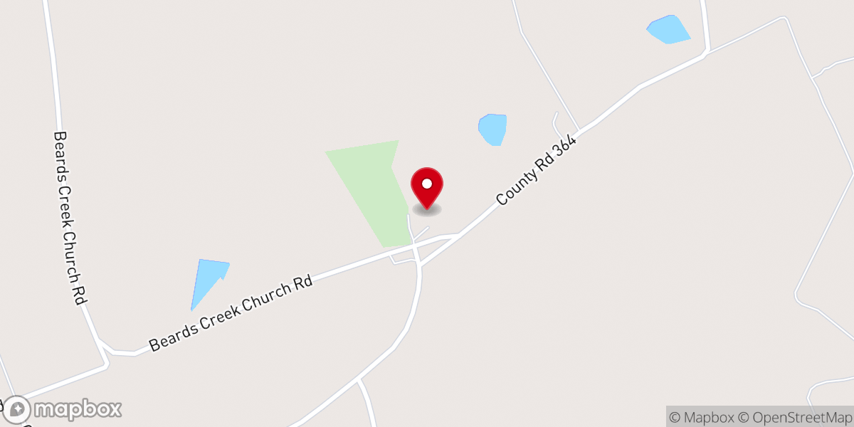 Map showing location of Beards Creek Church