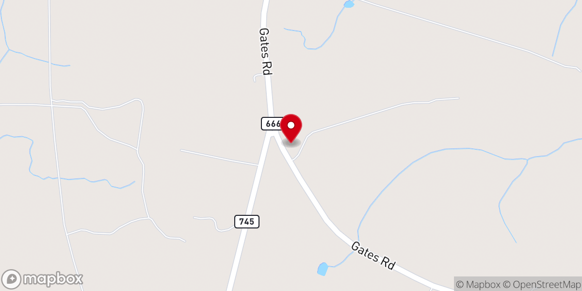 Map showing location of New Olive Branch Baptist Church