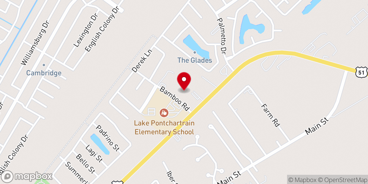 Map showing location of First United Methodist Church LaPlace