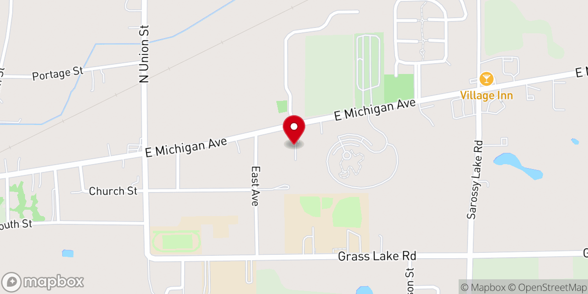 Map showing location of Grass Lake Baptist Church