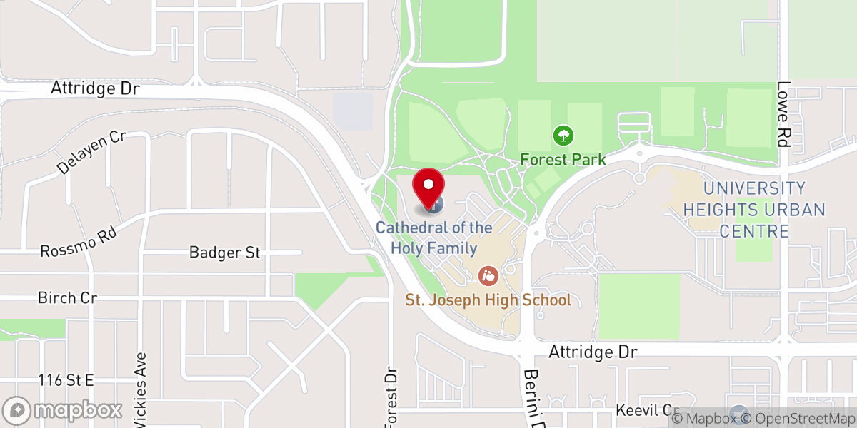 Map showing location of Cathedral of the Holy Family