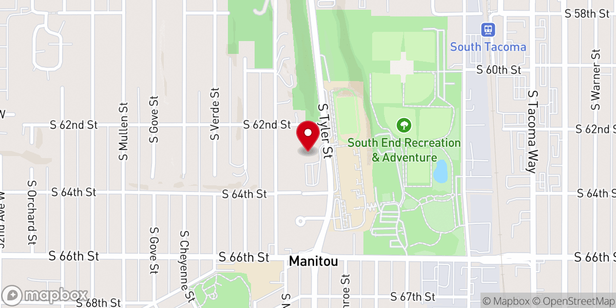Map showing location of Tacoma Bible Presbyterian Church