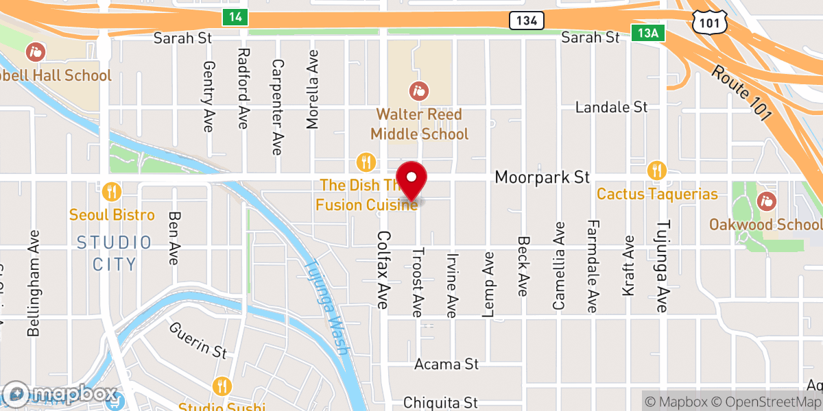 Map showing location of First Christian Church Of North Hollywood