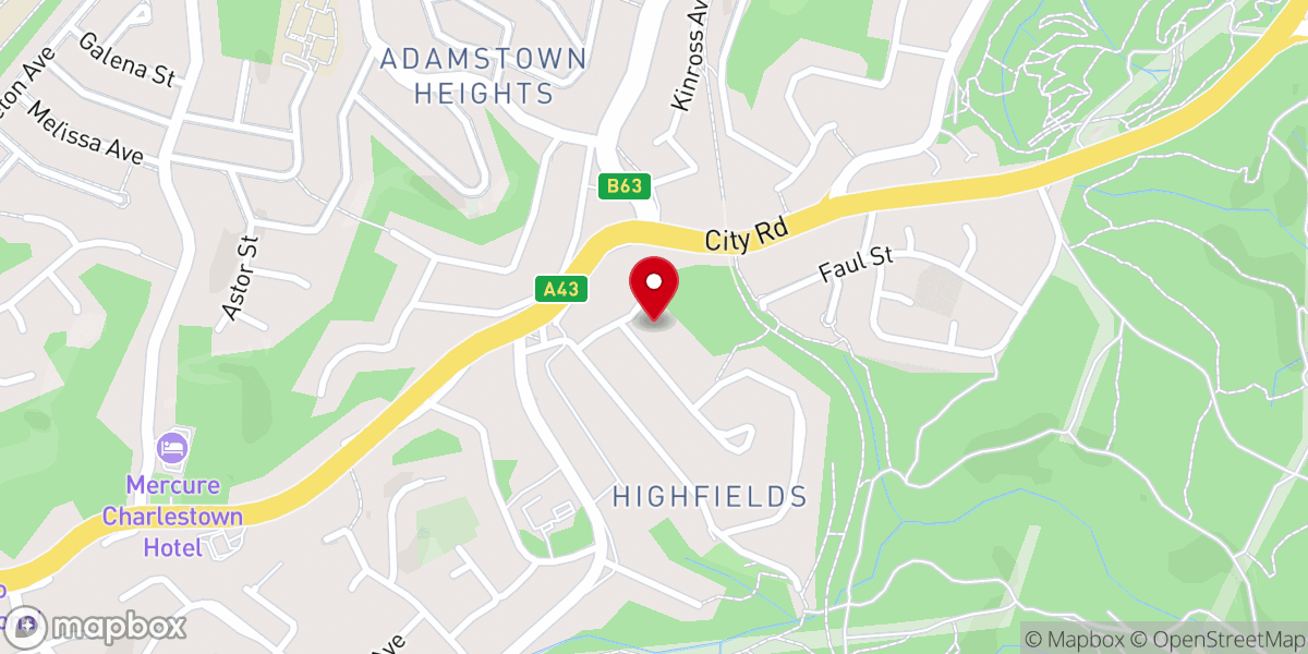 Map showing location of Hunter Christian Church