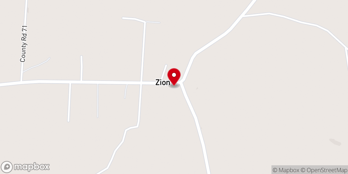 Map showing location of Zion Hill Baptist Church