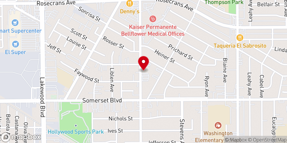 Map showing location of Calvary Bellflower Church
