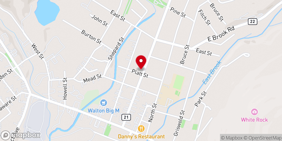 Map showing location of First Baptist Church