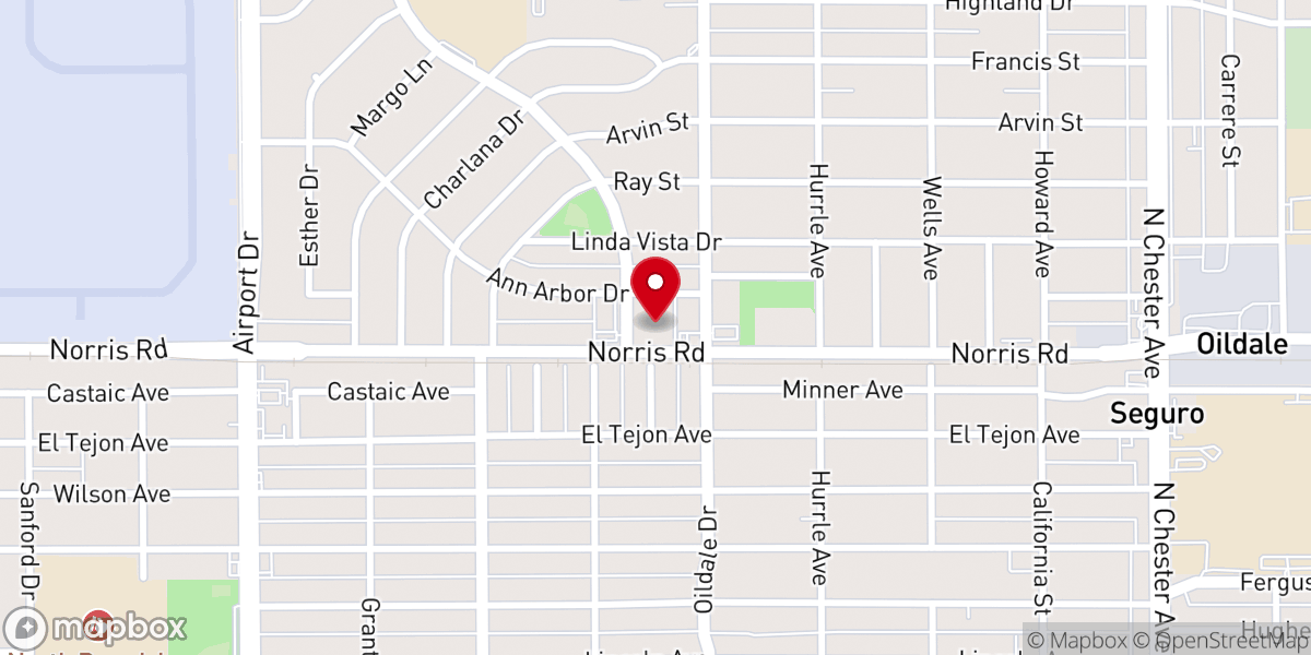 Map showing location of Norris Road Christian Church