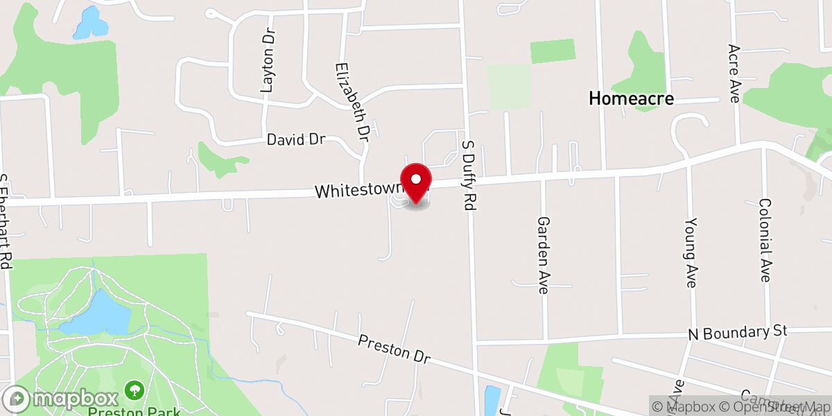 Map showing location of Whitestown Road Baptist Church