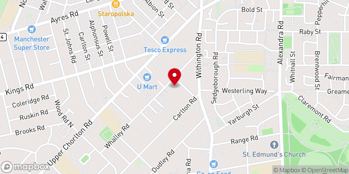 Map showing location of St. Margaret's Church
