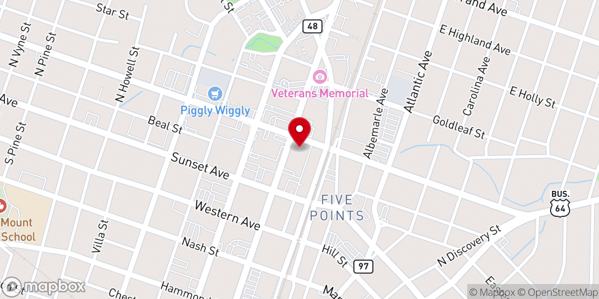 Map showing location of First Presbyterian Church