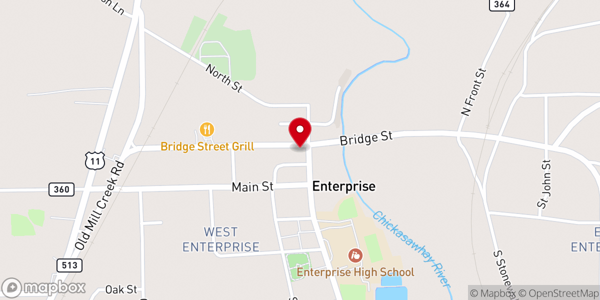 Map showing location of Enterprise Methodist Church