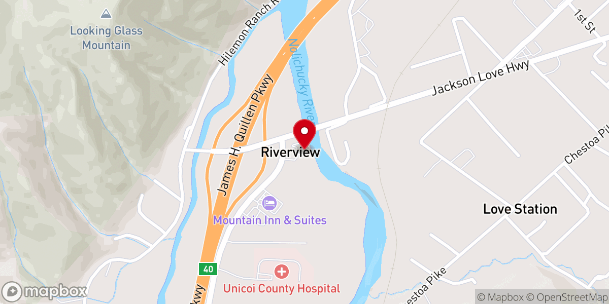 Map showing location of Riverview Baptist Church