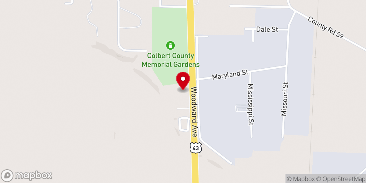 Map showing location of Colbert Memorial Chapel