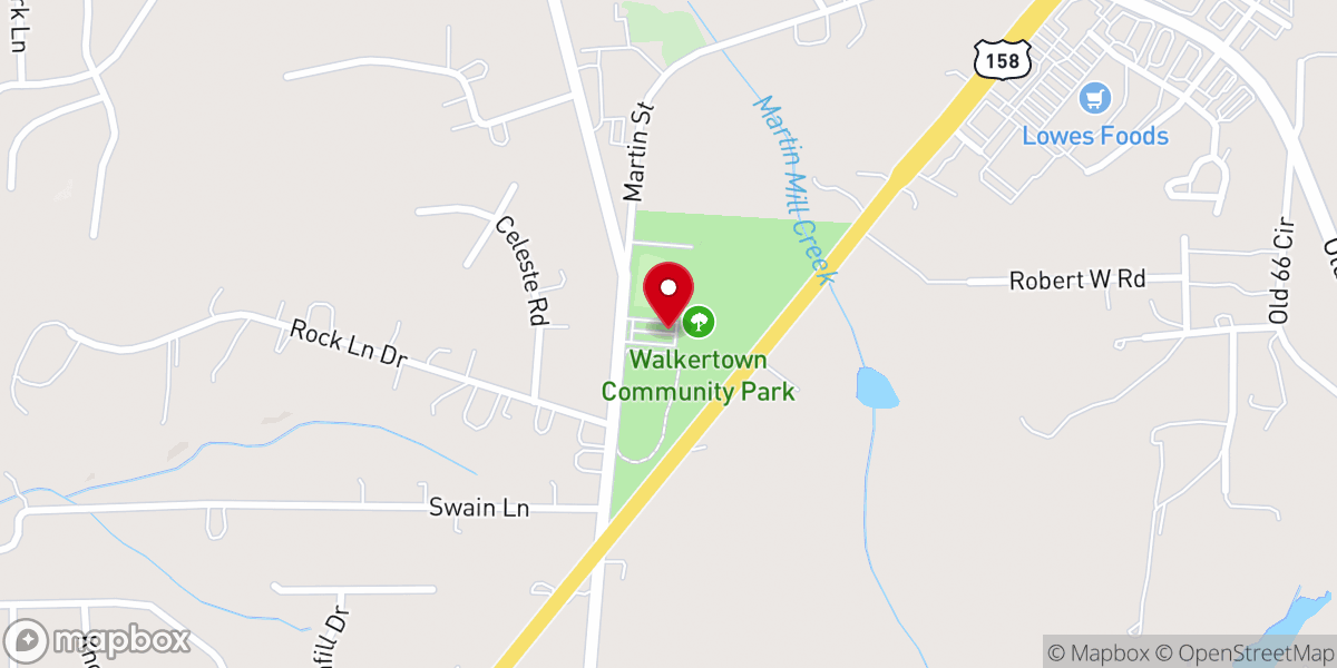 Map showing location of Walkertown Community Park