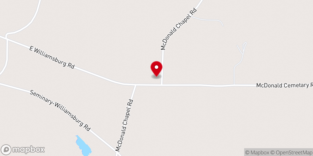 Map showing location of McDonald Presbyterian Church