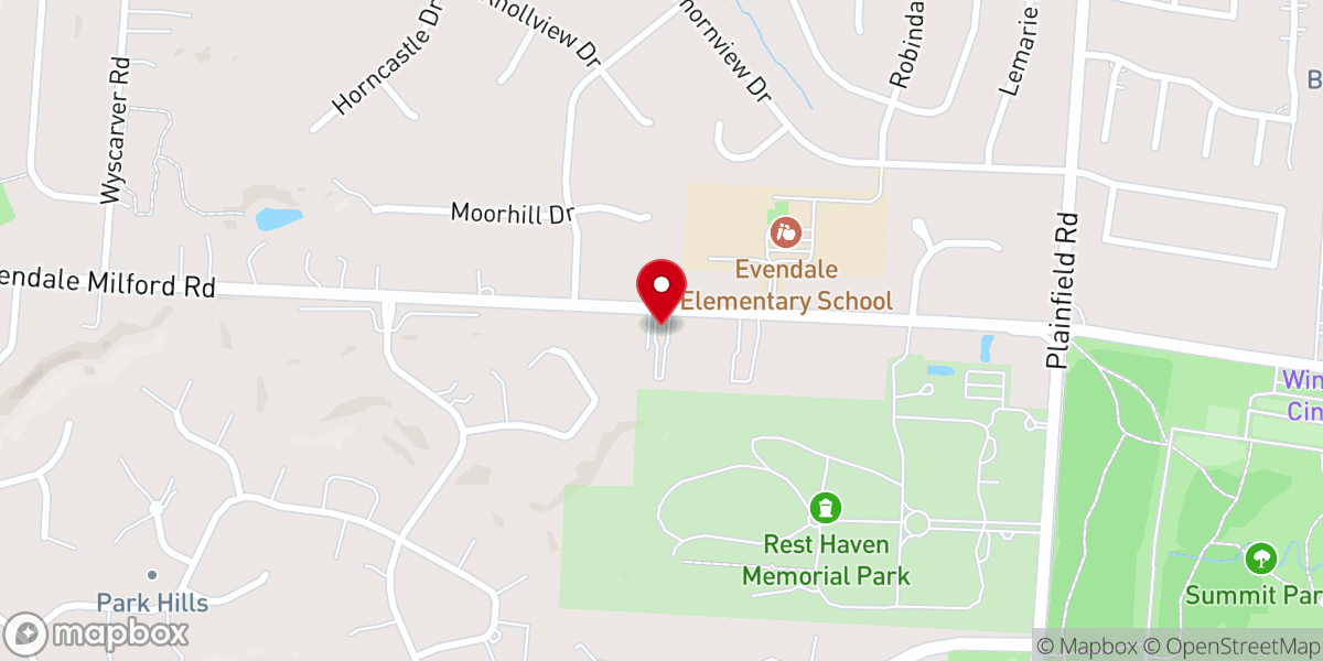Map showing location of Evendale Church of Christ