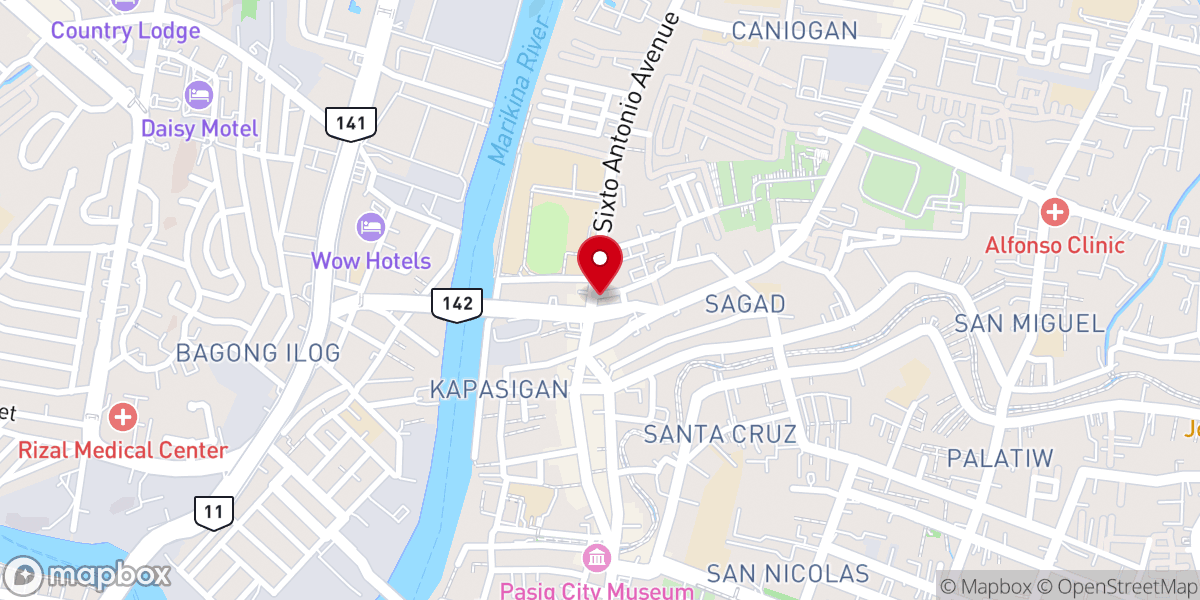 Map showing location of Global Surge Worship Center Pasig