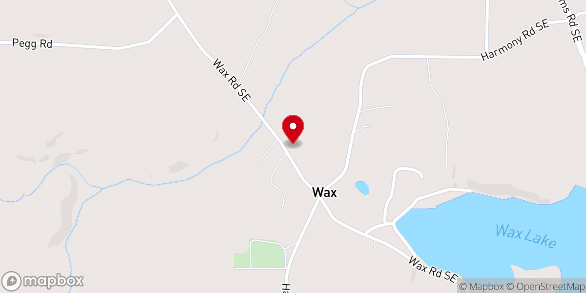 Map showing location of Wax Baptist Church