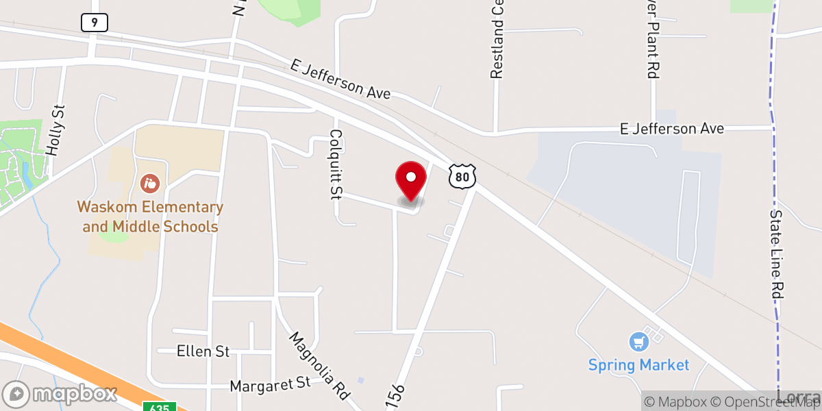 Map showing location of First Assembly of God Church