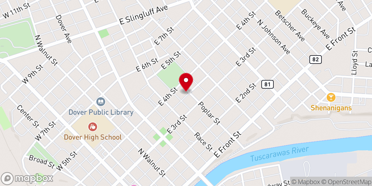 Map showing location of Dover Church of Christ