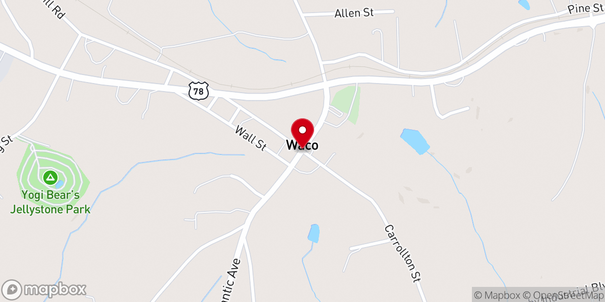 Map showing location of Waco