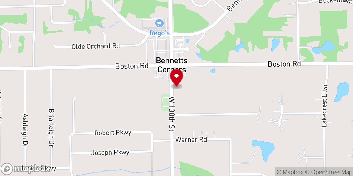 Map showing location of Bennett's Corners Community United
