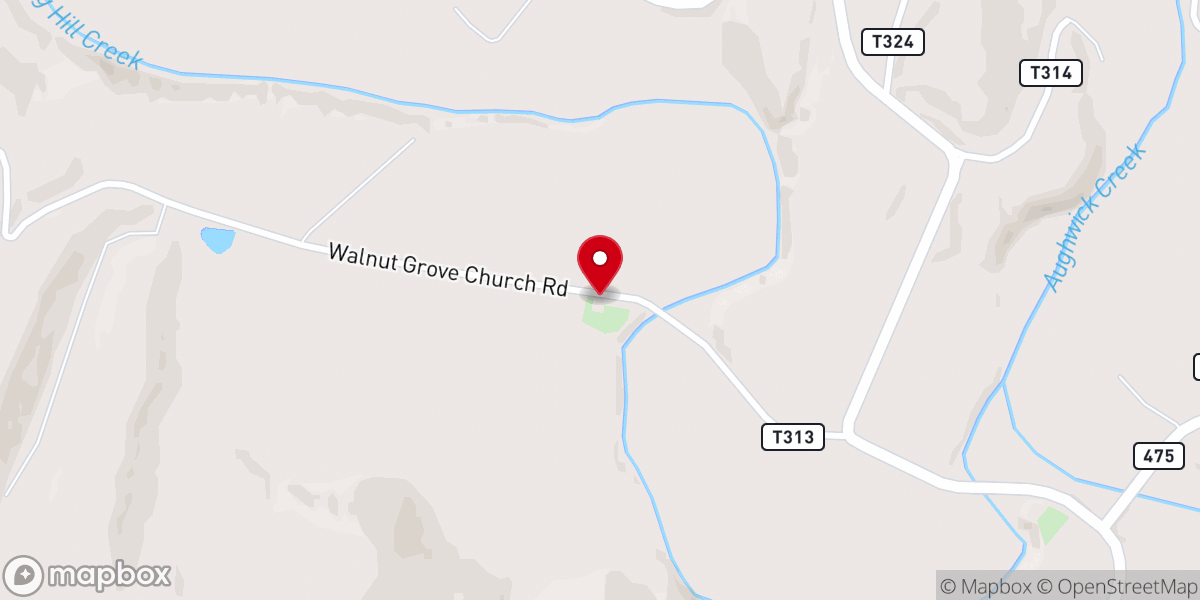 Map showing location of Walnut Grove Church of God