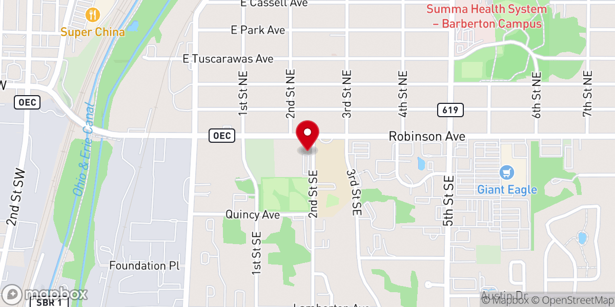 Map showing location of Barberton Evangelical Friends
