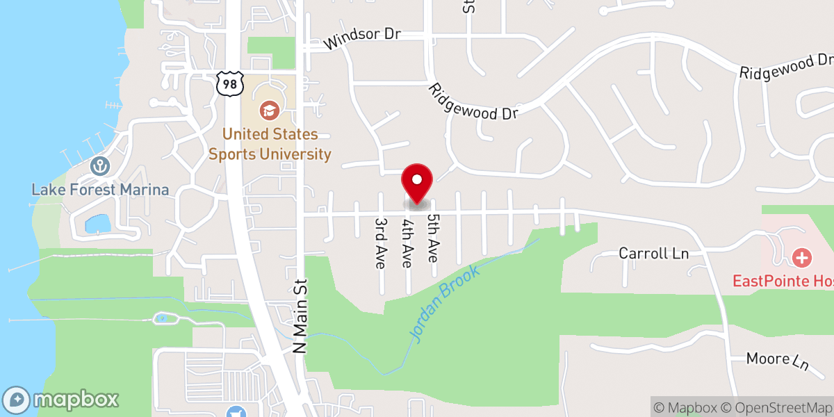 Map showing location of Bay Area Baptist Church