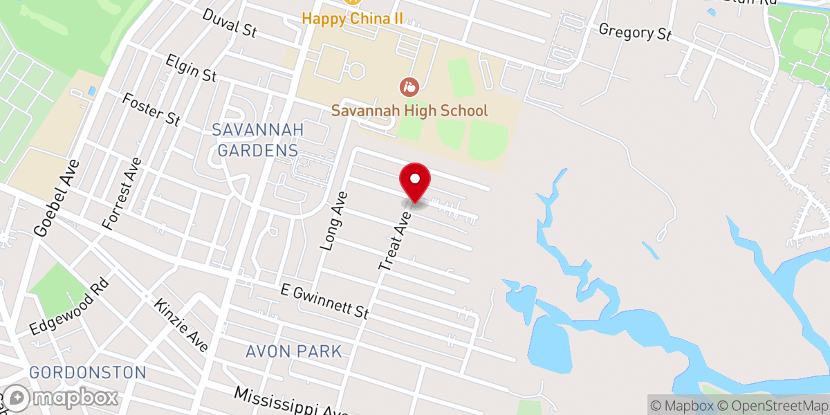 Map showing location of First African Baptist Church of East Savannah