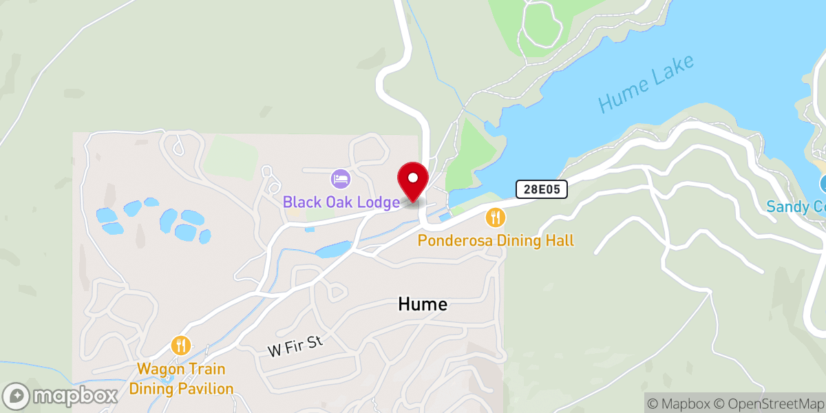 Map showing location of Hume Lake General Store