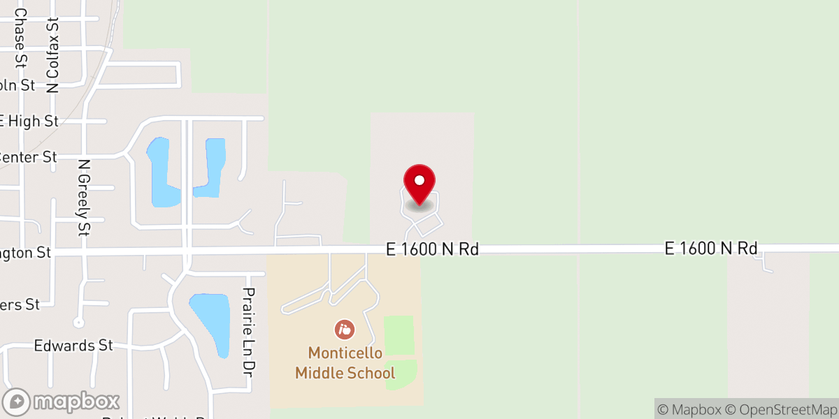Map showing location of Monticello United Methodist Church
