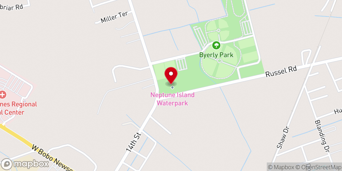 Map showing location of Neptune Island Waterpark