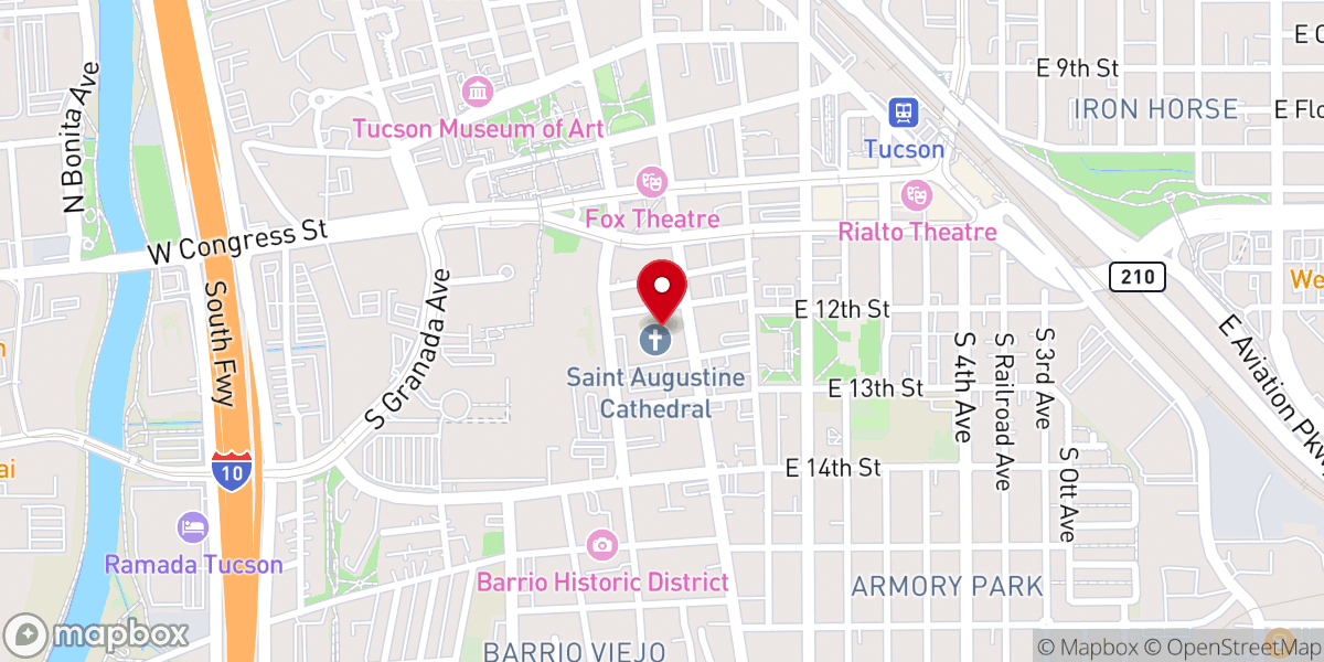 Map showing location of Pastoral Center at Cathedral Square