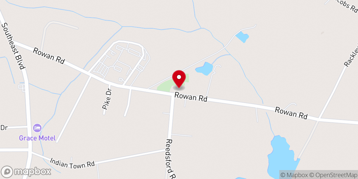 Map showing location of Rowan Baptist Church