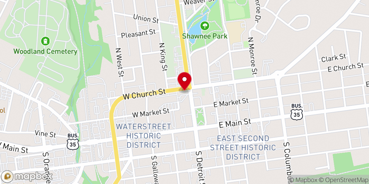 Map showing location of Xenia Bible Tabernacle