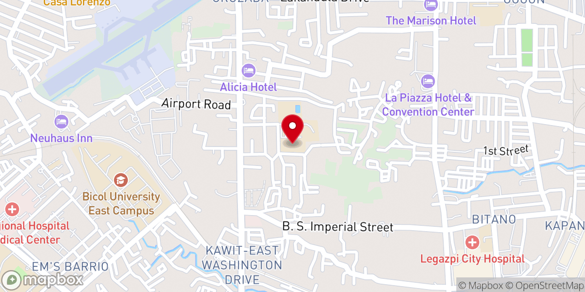 Map showing location of Divine Word College of Legazpi - North Campus